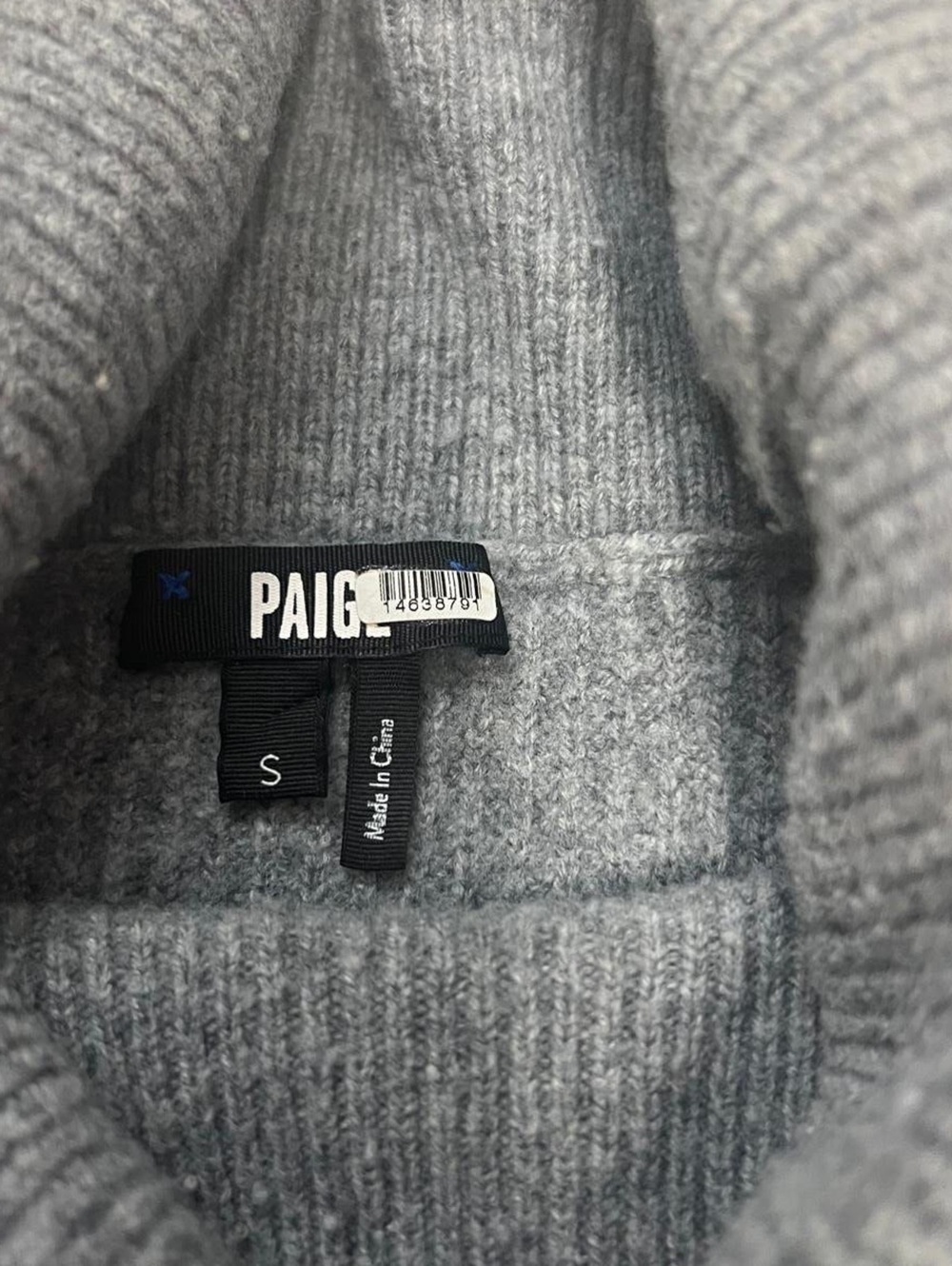 PAIGE Heather Grey Wool Blend Bobble Knit Turtleneck Sweater S - Picture 3 of 9